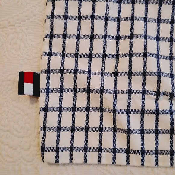 Tommy Hilfiger Pillow Case Sham Euro Pair Set of 2 Blue White Check - Picture 3 of 6